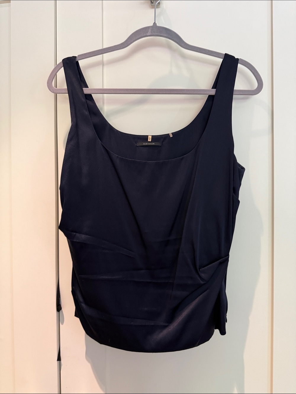 Elie Tahari Navy Scoop-Neck Draped Camisole